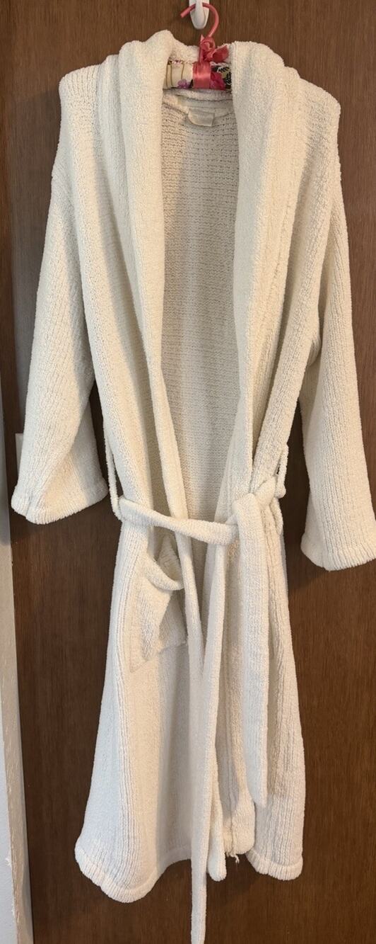 Barefoot Dreams Women’s CozyChic ribbed Long Belted Robe – Cream, Size 1 (S/M)